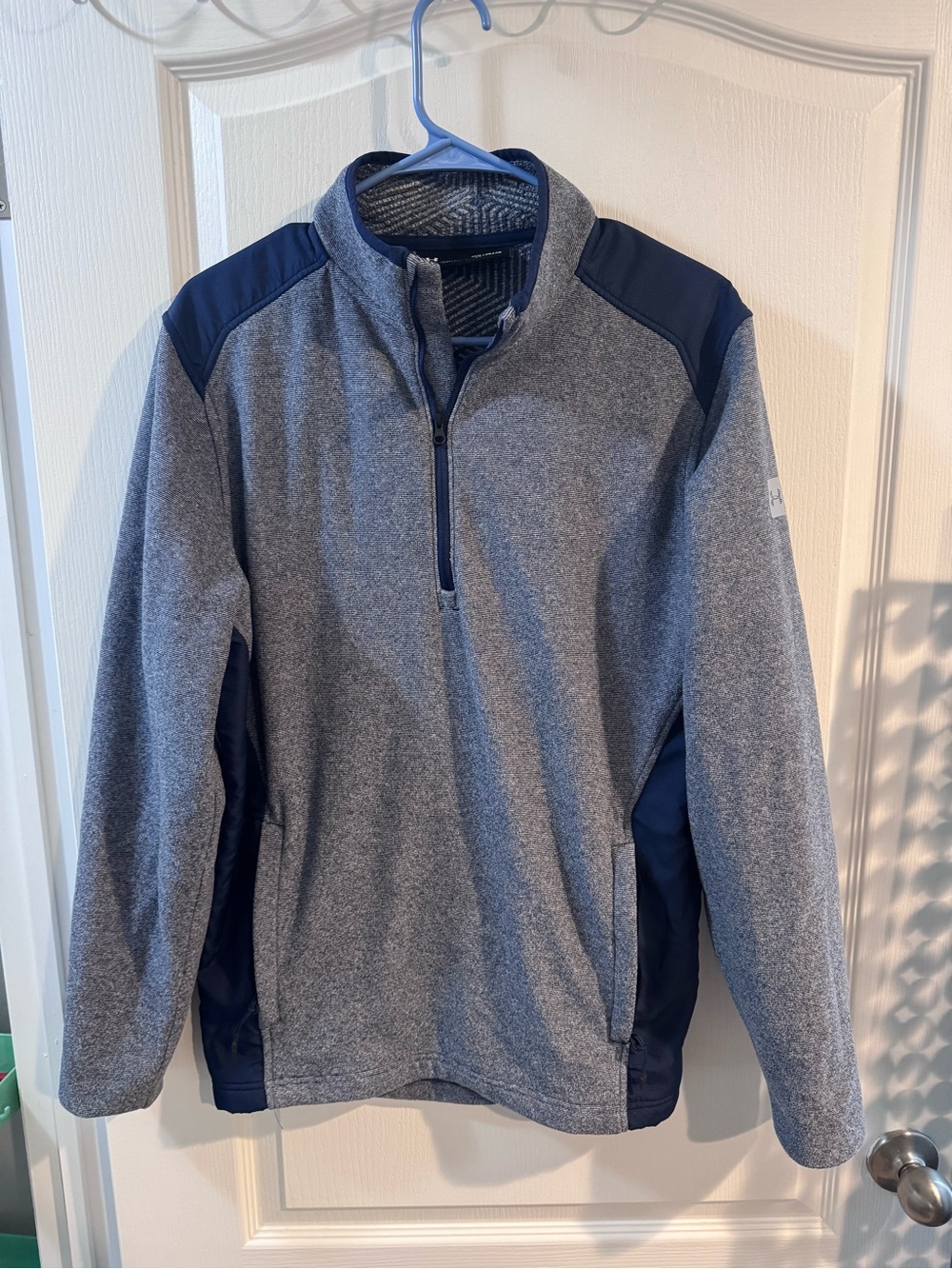 Half-Zip Heathered Blue/Gray Pullover with Navy Accents